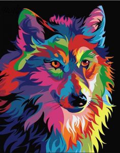 Картина стразами "Радужный волк" 40*50  (№SGA1823) ― Джессика
