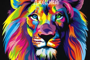 Картина по номерам "Радужный лев" 40*50 (№Е564) ― Джессика